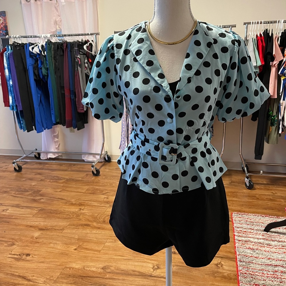 Black & Blue polka dot blouse